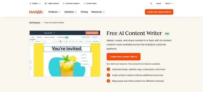 hubspot breeze ai content generator landing page, ai predictions, rise of ai content]